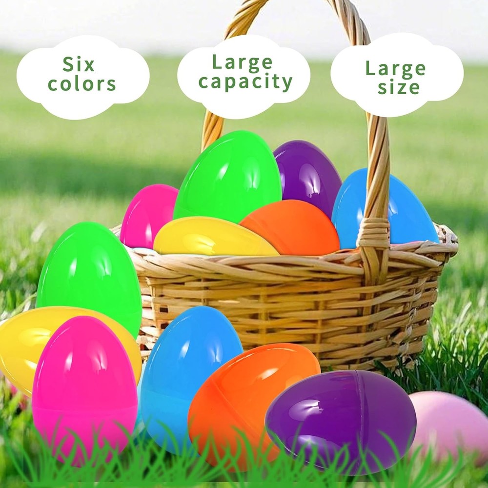 UOUYOO Empty plastic eggs 3.4 inch unfilled plastic Easter eggs for Easter Egg H