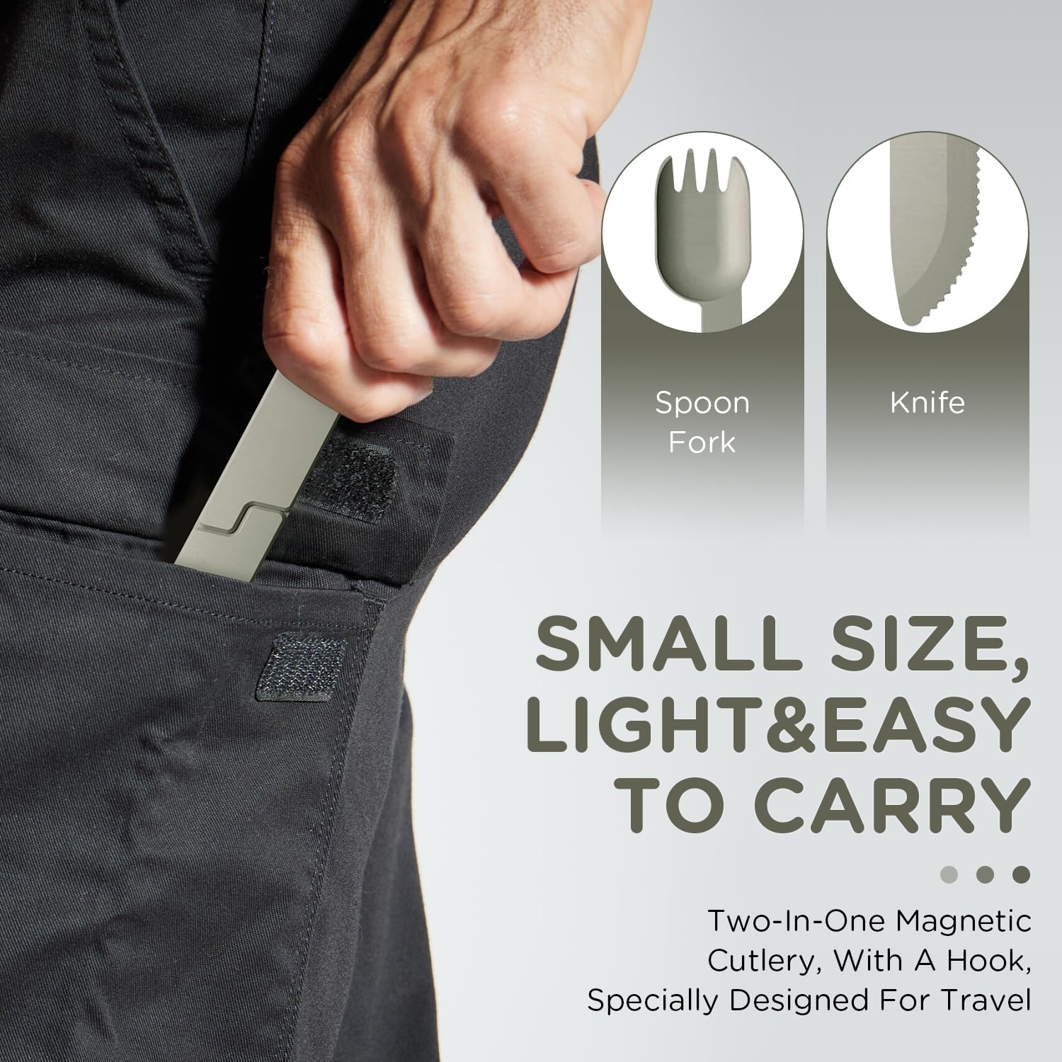 2 in 1 Camping Eating Utensils Set, Respectivem Portable Detachable Knife Spo...