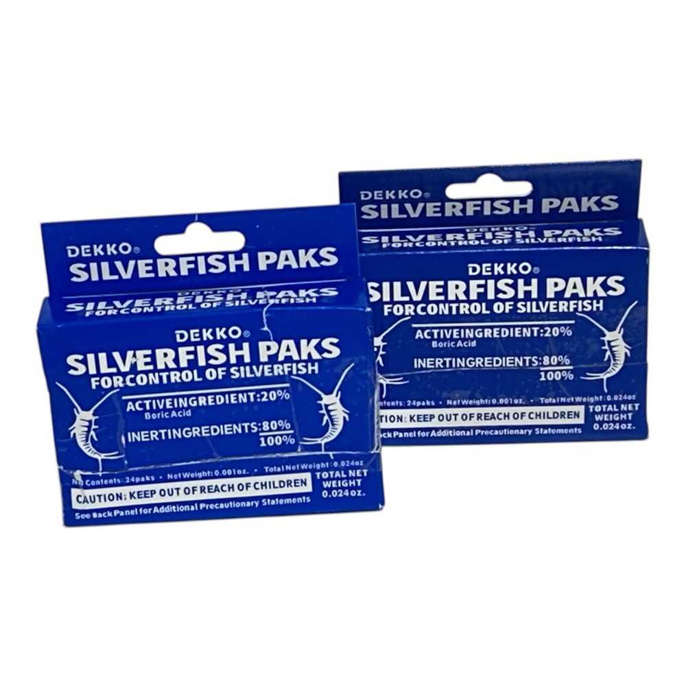 2 Boxes Dekko Silverfish Control Paks Pest Control Bait 48 PACKS