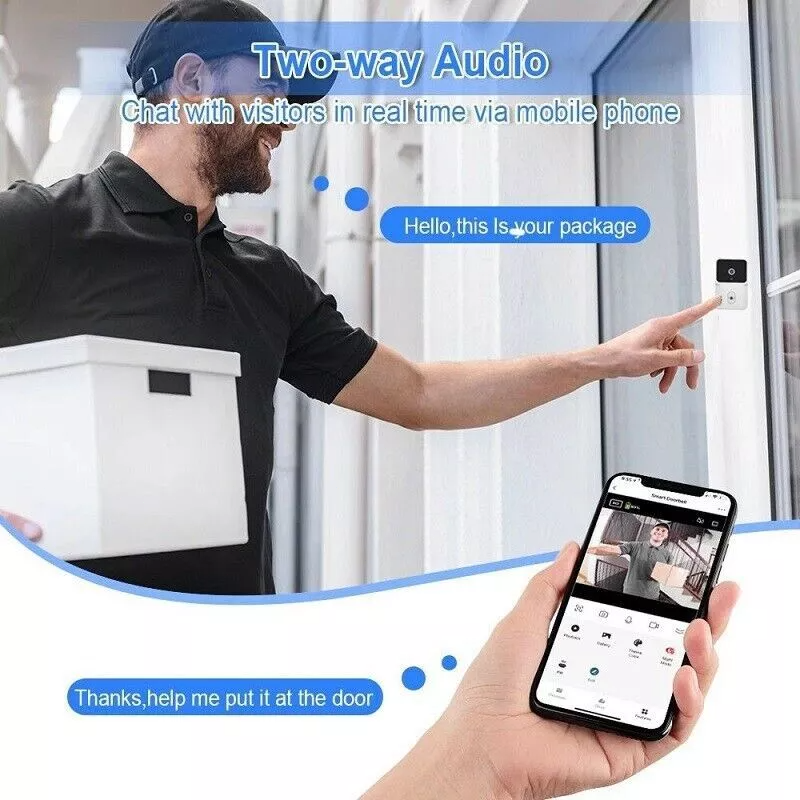 Smart Wireless WiFi Doorbell Intercom Video Camera Door Ring Bell Chime Security