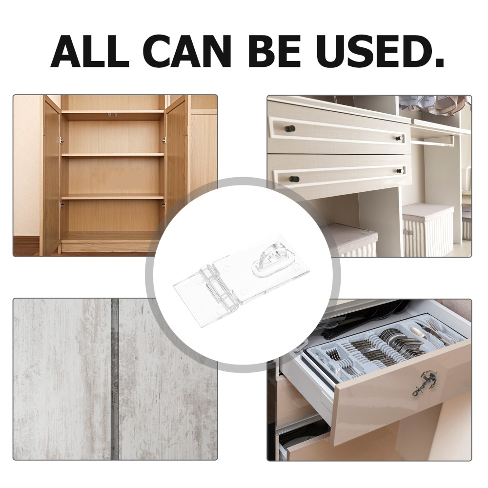 10 Sets Acrylic Clear Hinge Lock for Cabinets and Display Boxes - Transparent