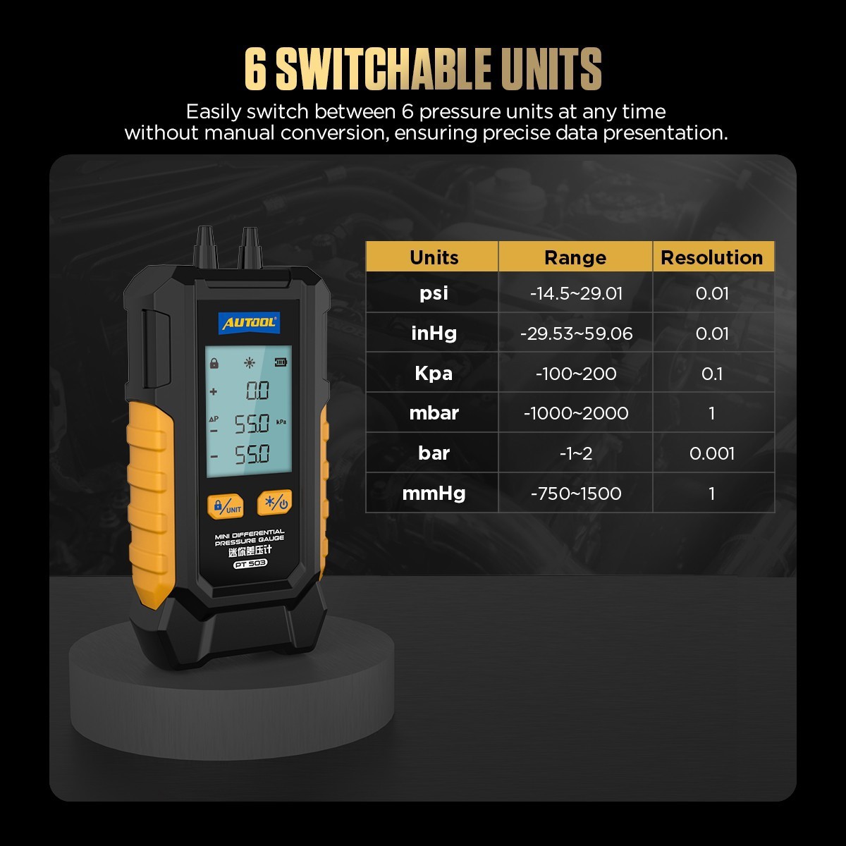Digital Manometer Portable Differential Gauge Vacuum Pressure Leak Detection