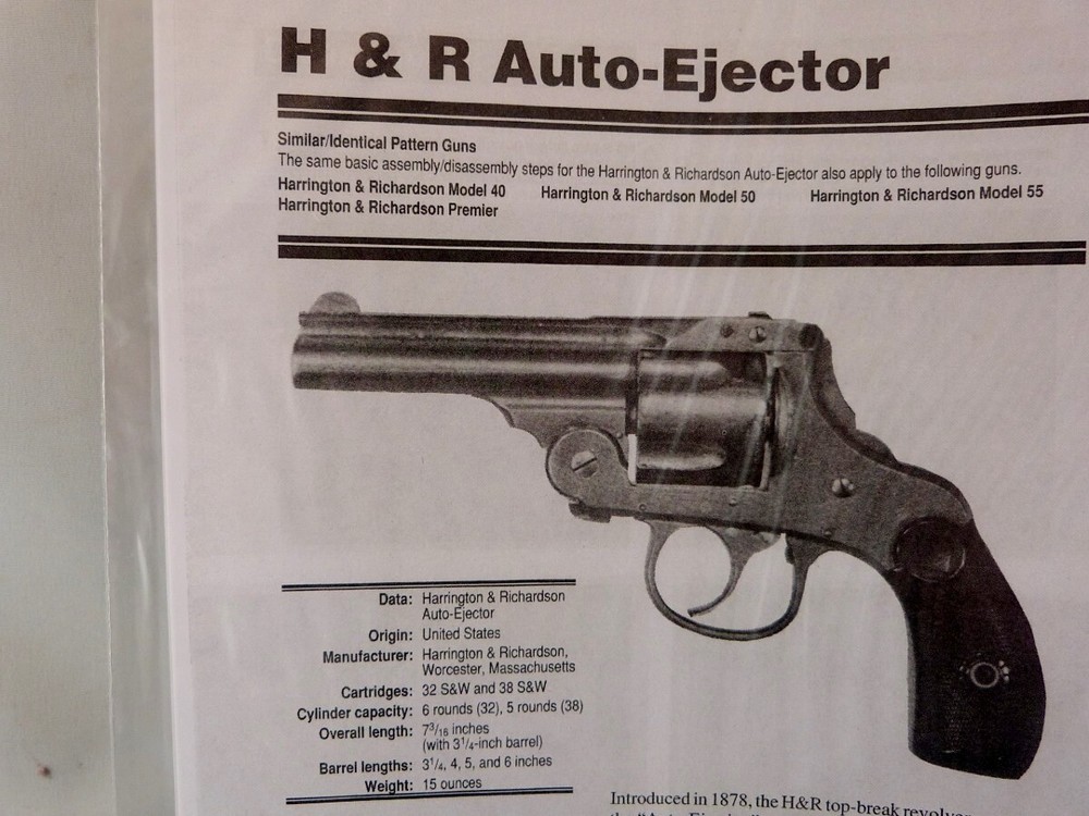 H & R AUTO-EJECTOR HAND GUN BREAK DOWN INSTRUCTION KIT