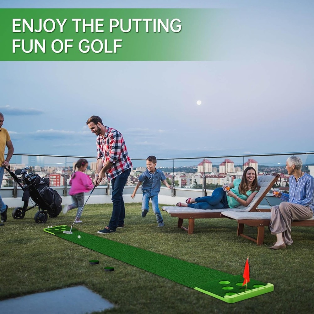 Golf Putting Practice Mat Indoor Outdoor Game Set
