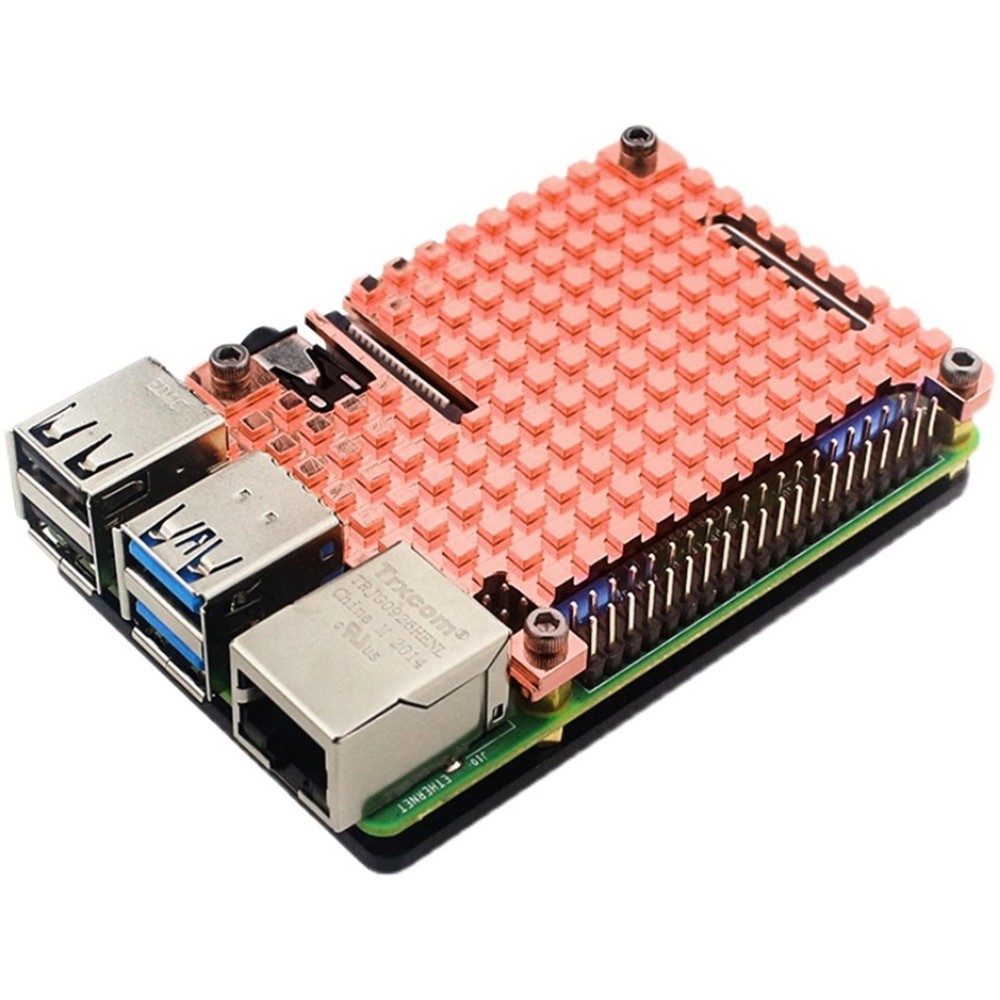 Ultra-thin Copper Heatsink Protective Passive Cooling Case For Raspberry Pi 4B w