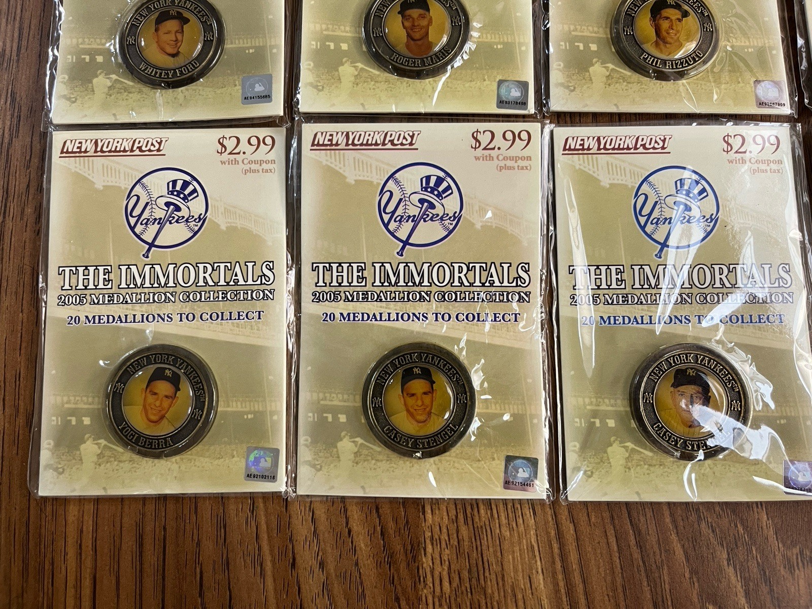 Complete Set of 2005 New York Post Yankees Medallions with Rare Error- Mantle