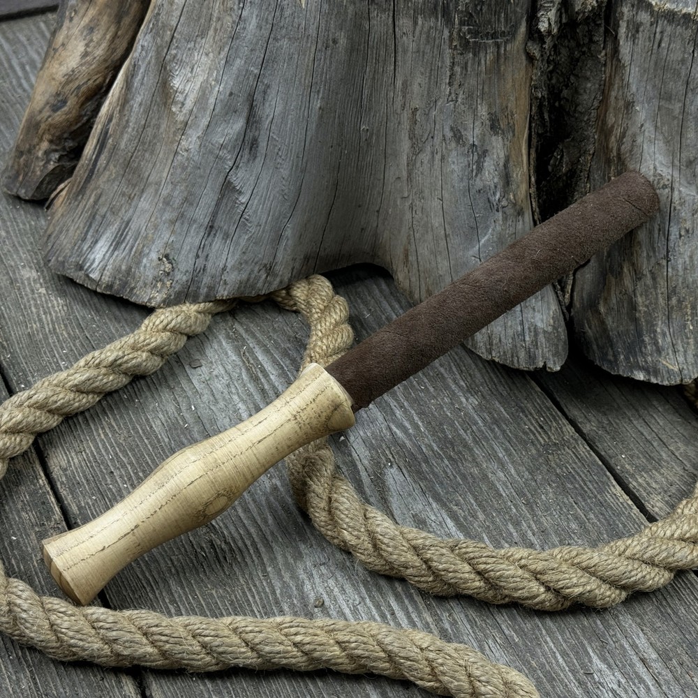 Round Leather Strop With Polishing Paste For Knife Sharpening. Tool Sharpening.