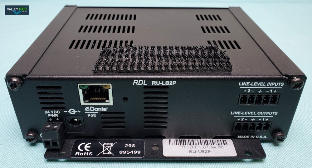 RDL RU LB2P 2x2 Line-Level Bi-Directional Network Interface with PoE USED