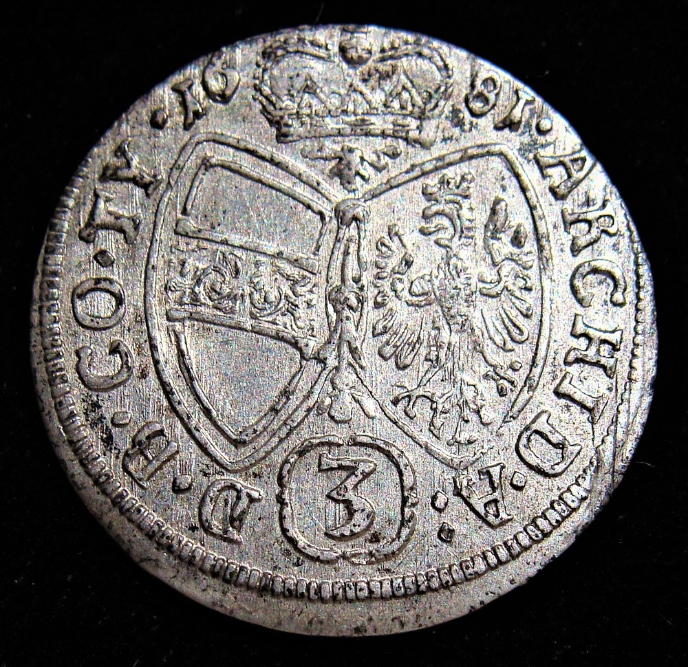 Austria: 1681 Silver 3 Kreuzer. Unc.