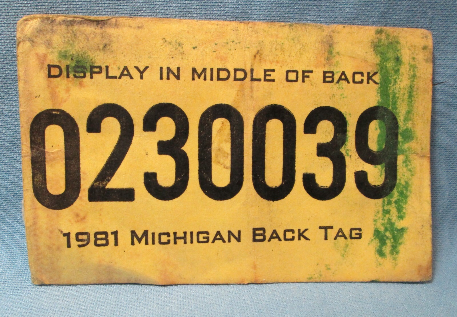 1981 Michigan Small Game HUNTING License Resident Spouse BACK TAG