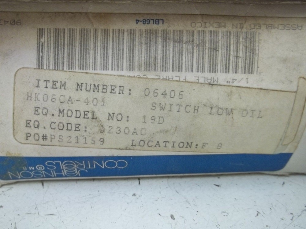 JOHNSON CONTROLS P74DA-15 PRESSURE CONTROL NSMP