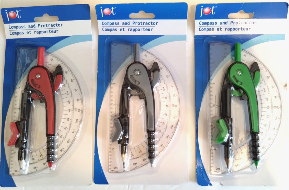 Geometry Drawing Measuring 3 New Compass Protractor Pencil Sets