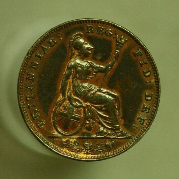 Great Britain 1841 Farthing AU Wiped A274