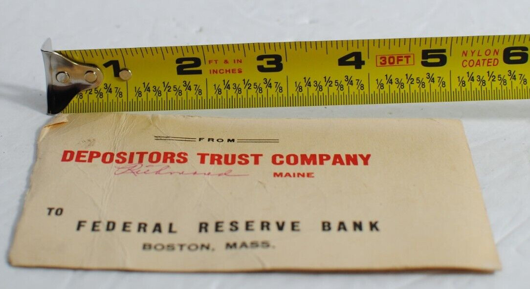 From Depositors Trust Co. to Federal Reserve Bank Boston. Vintage Bank Paper: