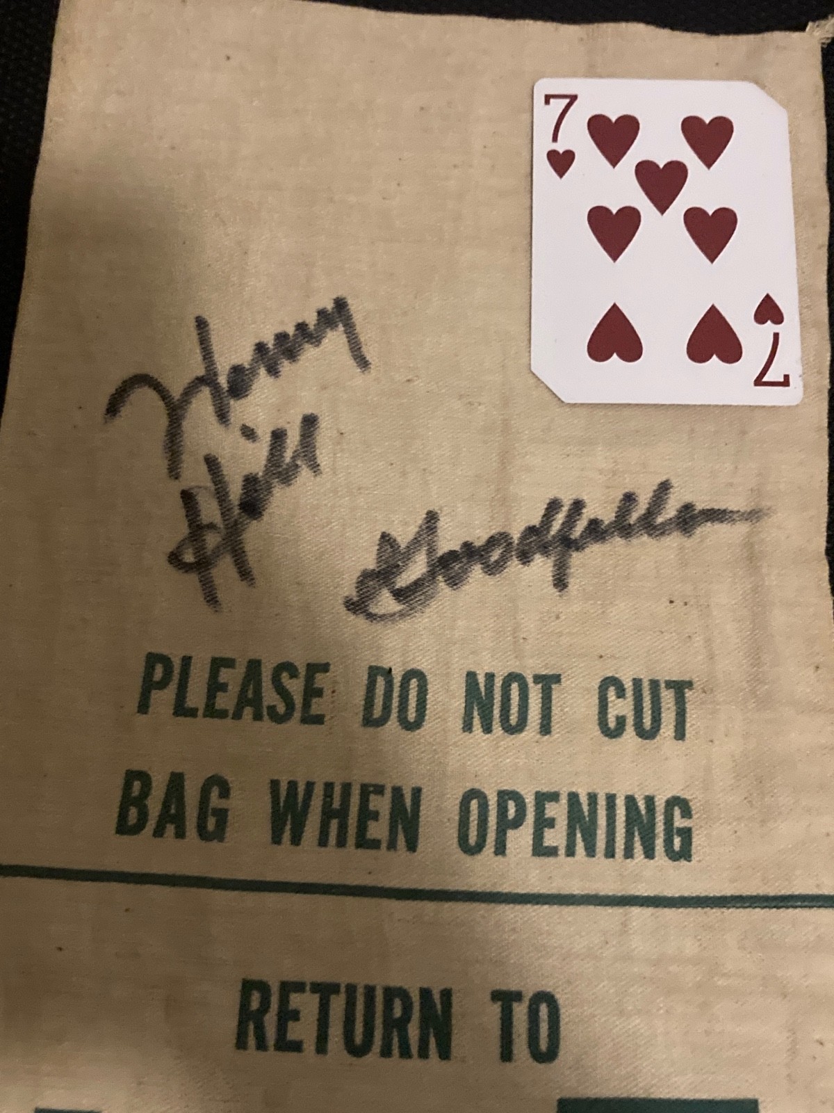 HENRY HILL Inscribed Goodfellas Signed Autograph EMPTY MONEY BAG SIGNED CARD 7 H
