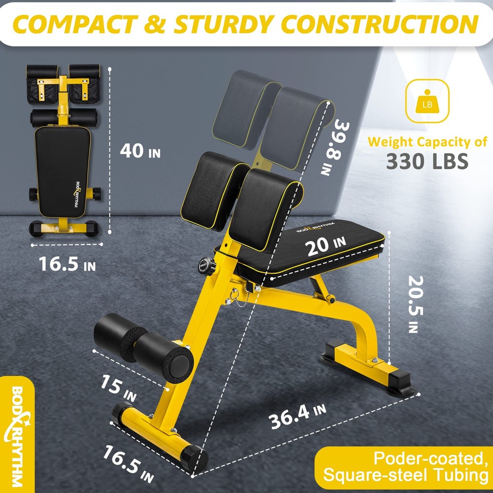 BODYRHYTHM Compact Adjustable Weighted Bench for Full Body Strength Training,...