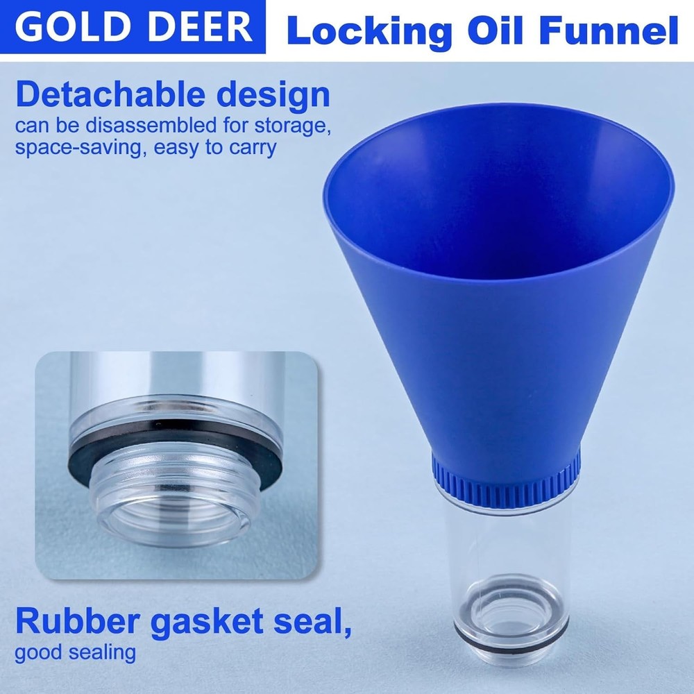 Locking Oil Funnel No-Spill Threaded Oil Change Tool