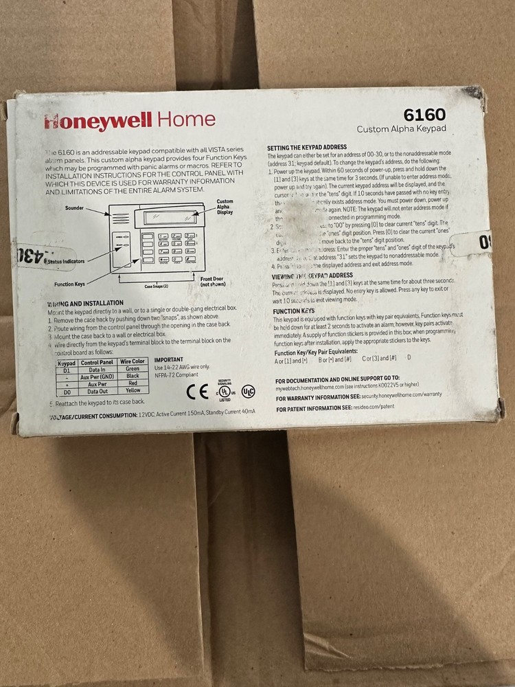 Honeywell 6160 Keypad