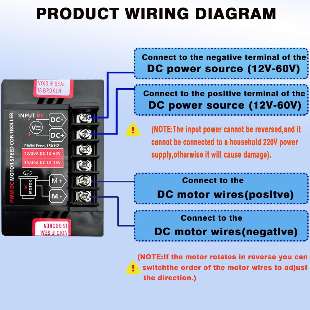 DC12V - 60V/20A Motor Speed Controller, with Forward and Reverse Switch,Suitable