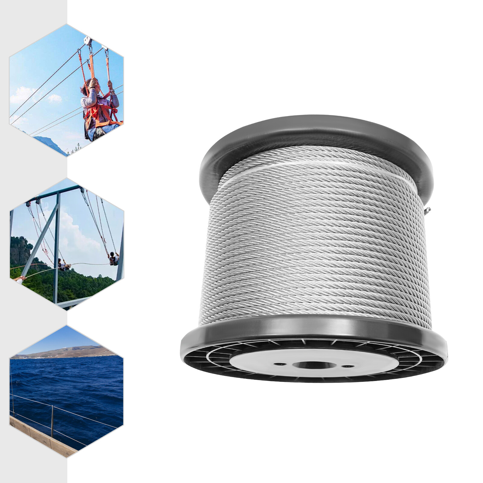 1/4 inch Stainless Steel Cable 300FT T304 7x19 Steel Wire Rope Aircraft Cable