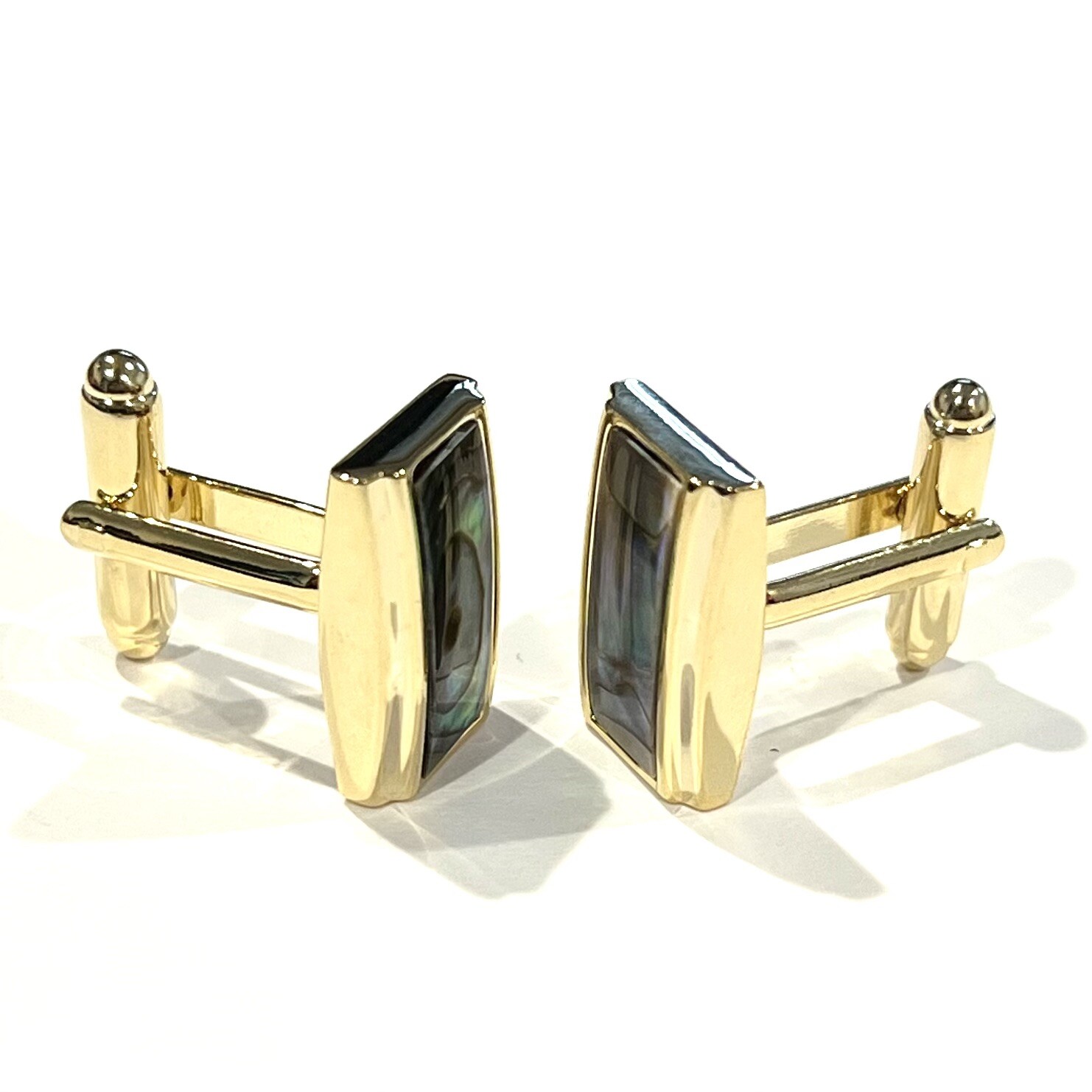 Gold Frame Abalone Cufflinks For Men Birthday Wedding Rectangle Abalone Cufflink