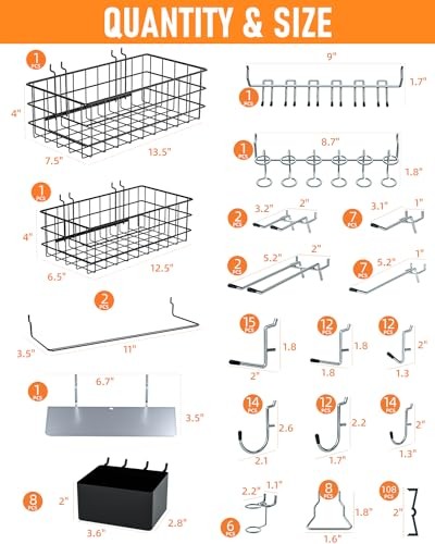 238PCS Pegboard Accessories Organizer Kit, Peg Board Hooks Assortment with
