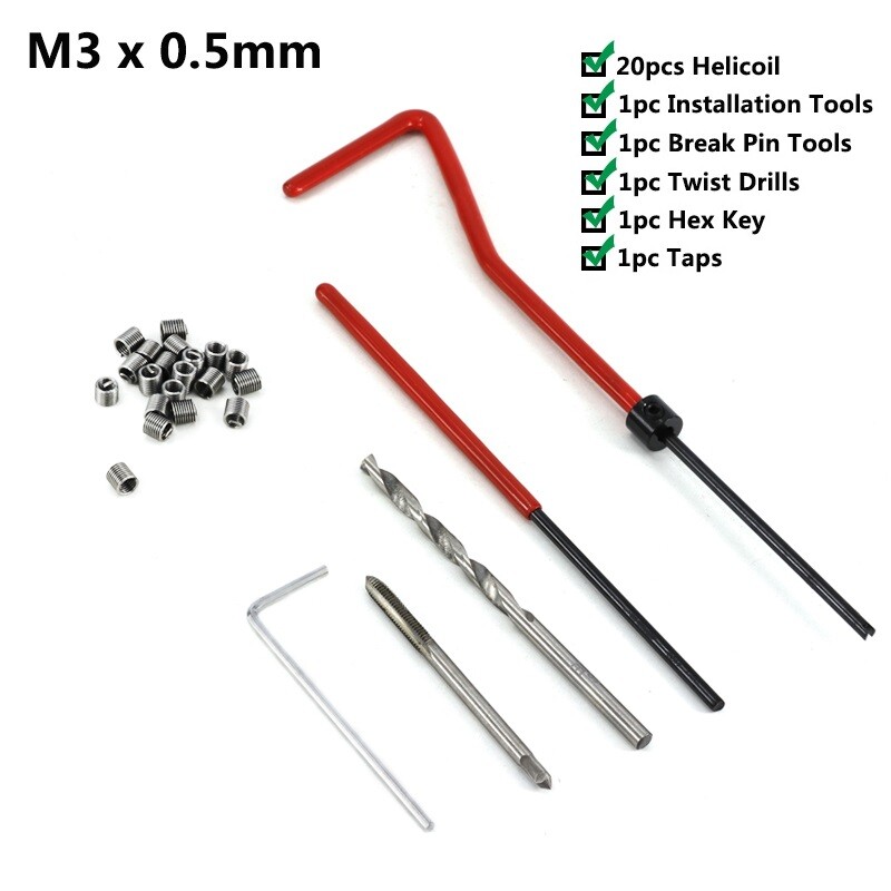 25PCS Thread Repair Kit Drill Metric Insert Threaded Inserts Installation Tool