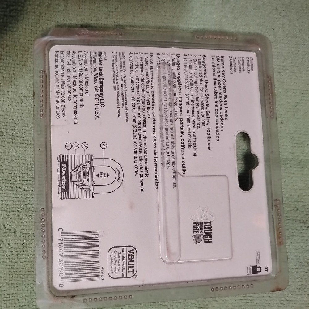Master Lock 3TLD 1-9/16" NWT Steel Padlock 2-Pack Same Key