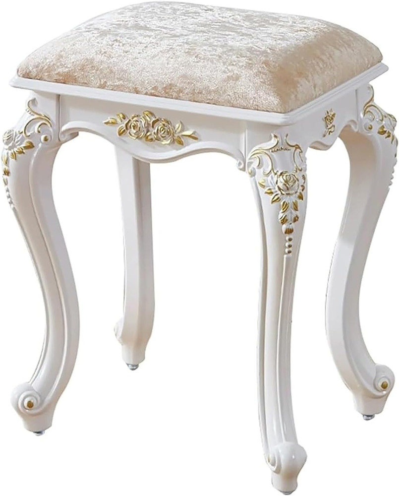 Victorian Golden Velvet Vanity Stool & Chair Set - Round & Rectangular