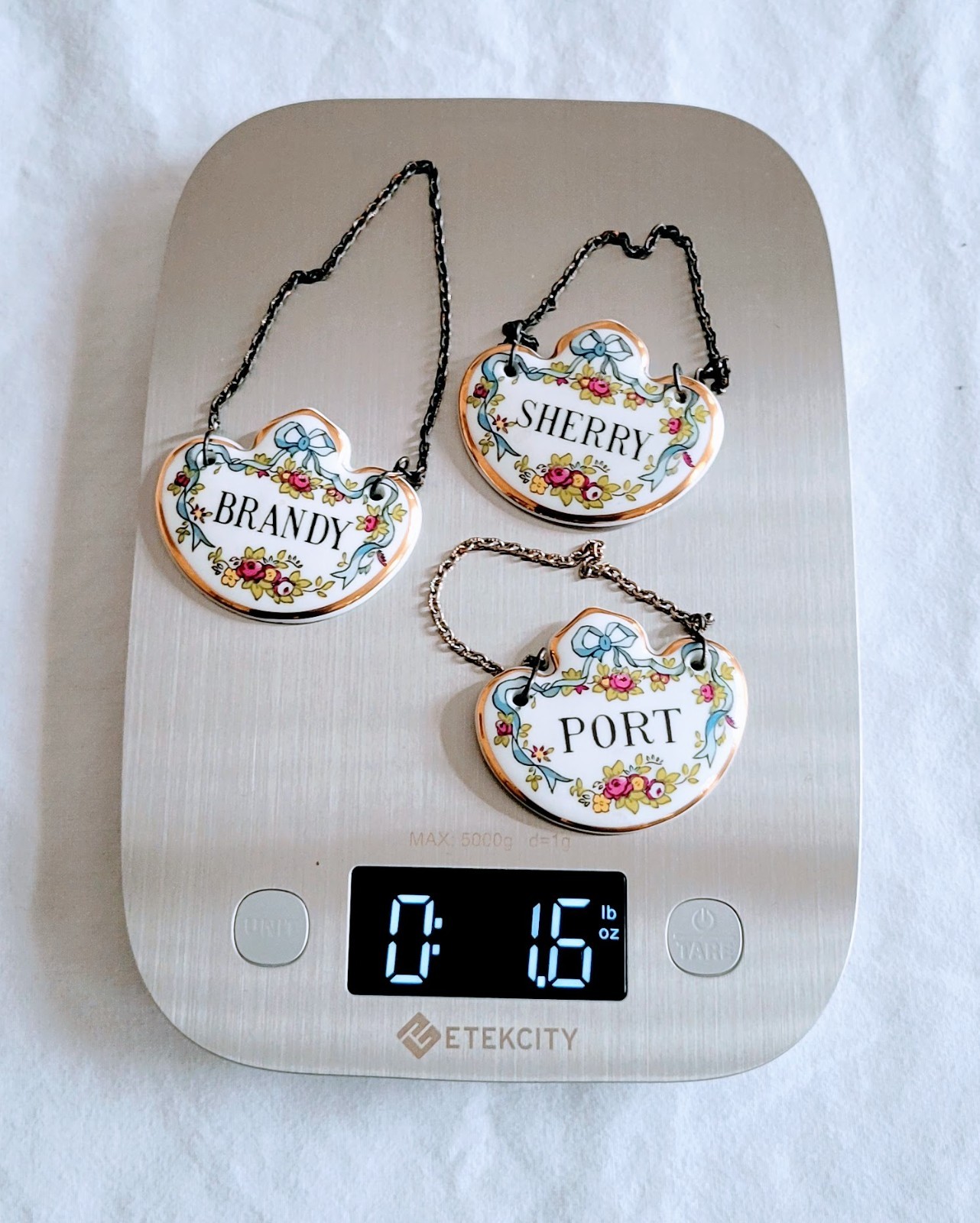 COALPORT Decanter Labels Fine Bone China Set Of 3 “BRANDY”, “PORT” And “SHERRY”