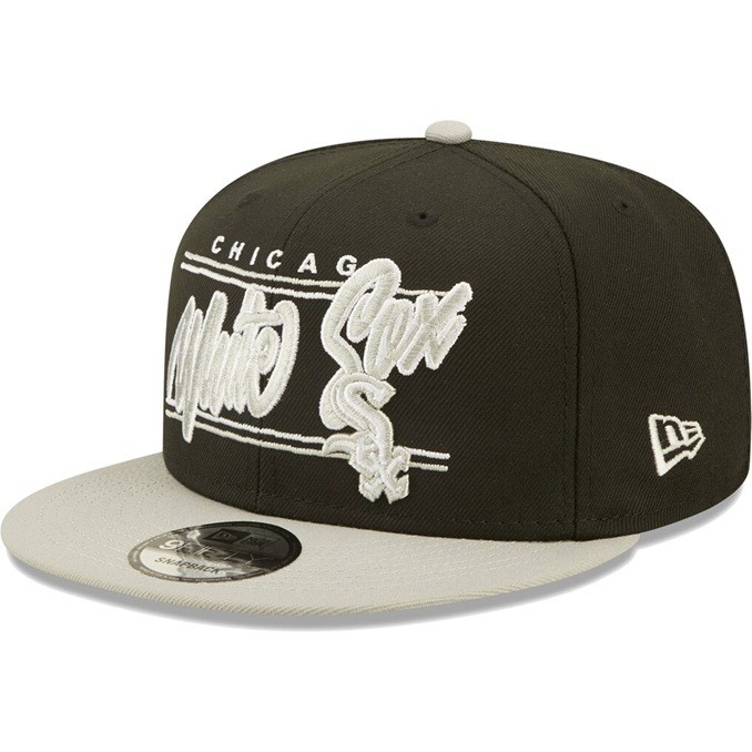 New Era 9Fifty Team Script Adjustable Snapback Chicago White Sox Grey UV NWT