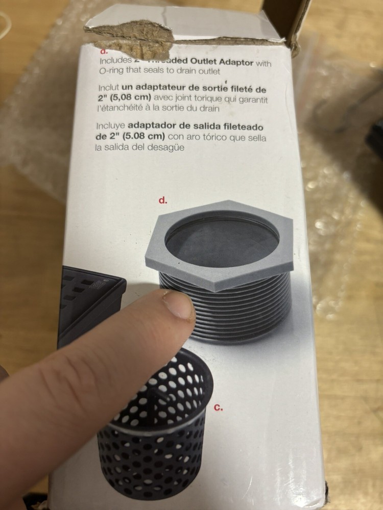 Oatey Designline Shower Drain w/ Square Pattern Drain 6"x6" MISSING ONE PART