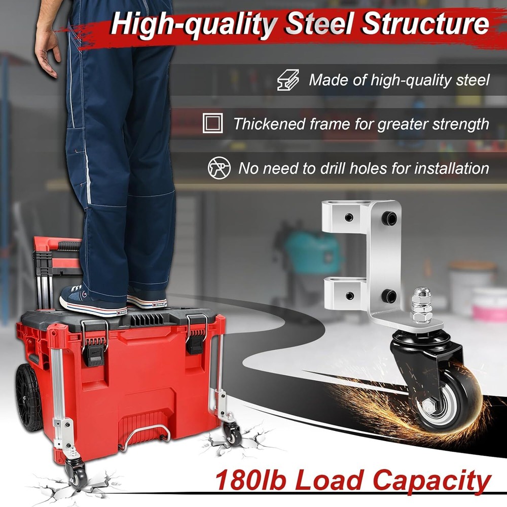 Metal Casters for Milwaukee Packout Rolling Tool Box