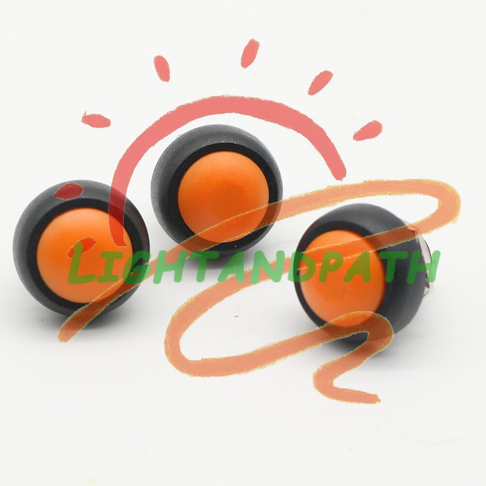 3Pcs orange 12mm Waterproof Momentary ON/OFF Push Button Mini Round Switch