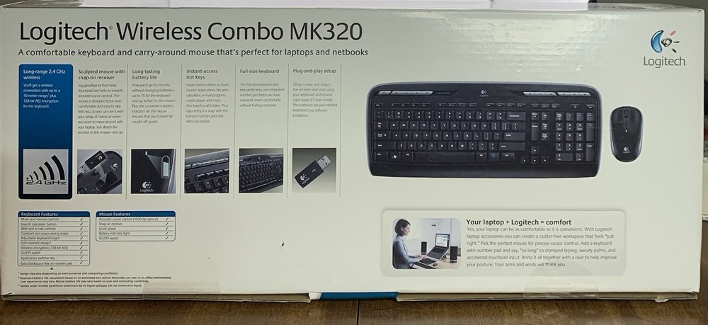 Logitech MK320 Wireless Combo Keyboard & Mouse 24GHz Encrypted Wireless Connect