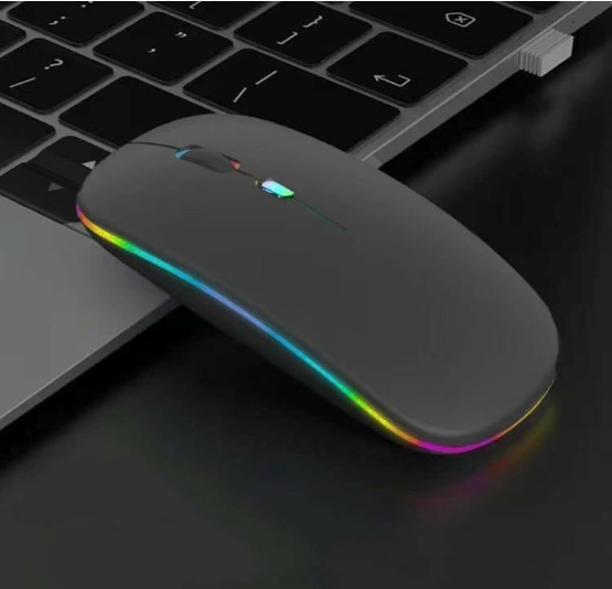Wireless Bluetooth Mouse Rechargeable LED Silent Slim Laptop Black 2 PACK