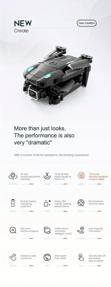 Mini Drones With 4K HD Dual Camera. WIFI Camera Foldable Quadcopter.