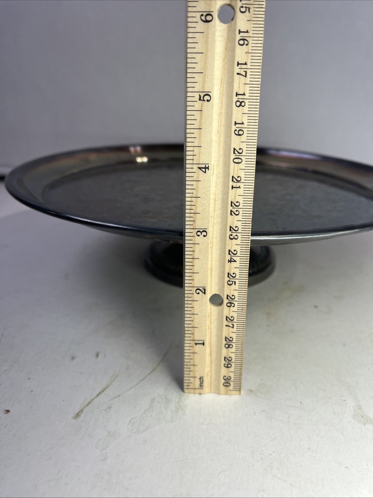 Vintage Silver Plated Pedestal Platter / Cake Stand Serving Tray OO