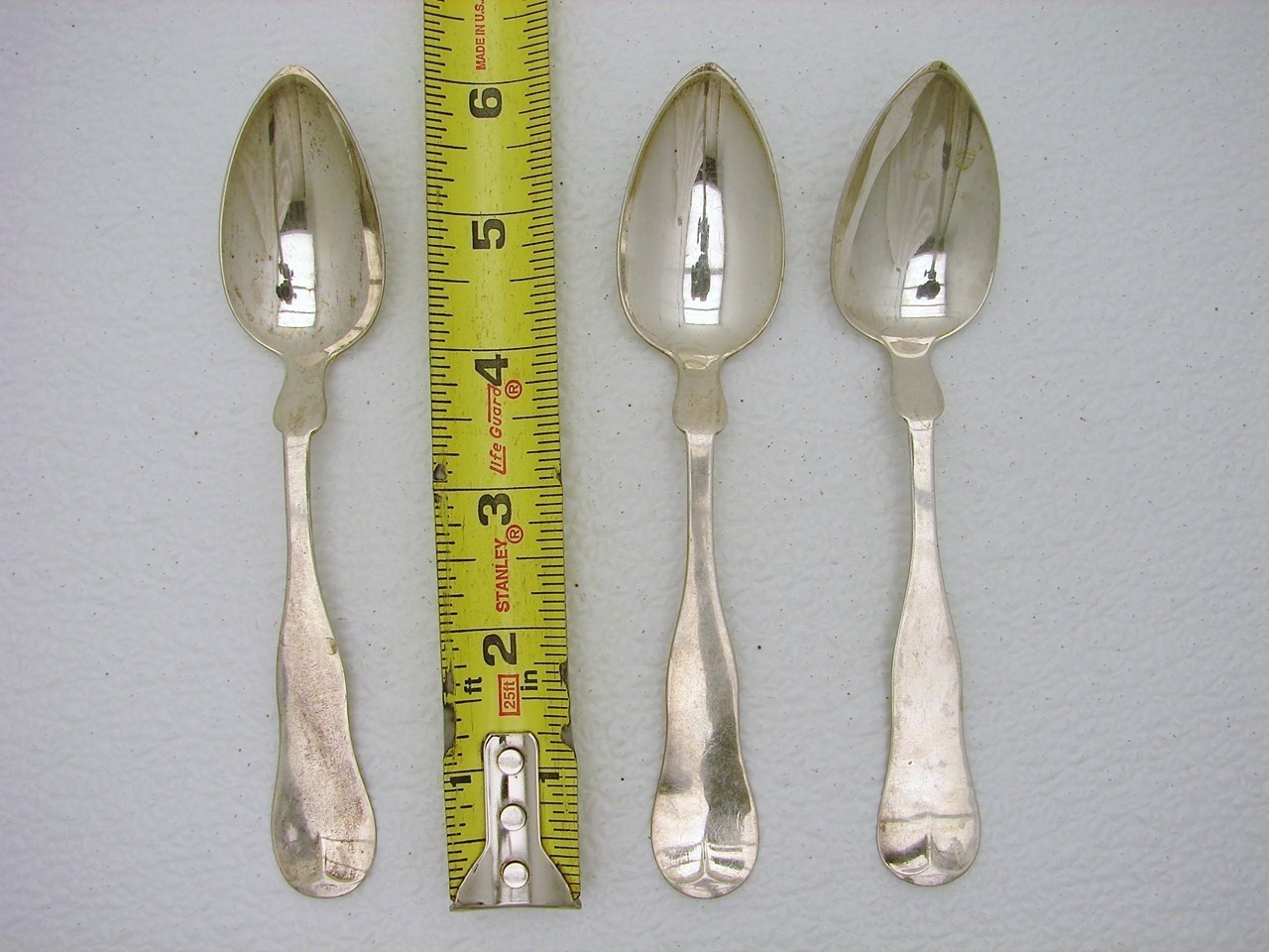 Set 3 American Coin Silver Tea Spoon Marked F&H Boston Massachusetts circa 1850
