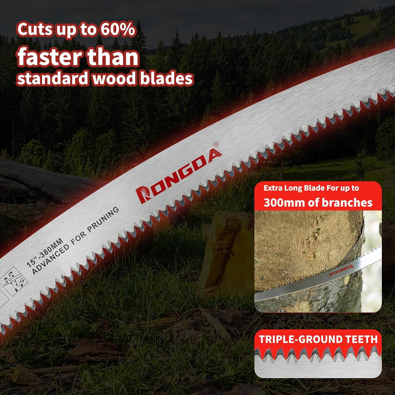 15 Inch Japanese Teeth Reciprocating Saw Blades 3-Piece, Arc Edge Wood Pruning B