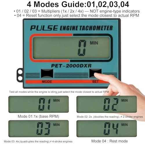 Small Engine Tachometer Digital Chainsaw RPM Gauge Tiny Tach Hour Meter with Cli