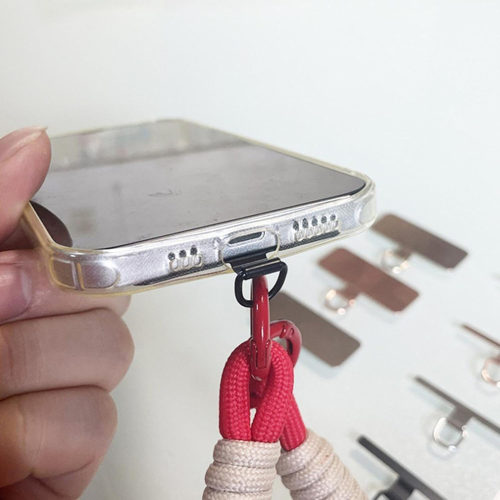 Black Phone Tether Patch - Cell Phone Metal Lanyard Tether Patch | Cellphone Str