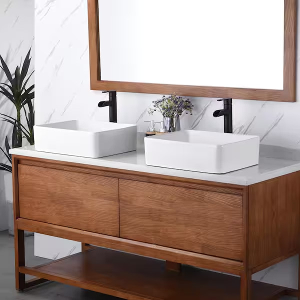 Rectangular 19 in. Bathroom Ceramic Vessel Sink Art Basin in White
