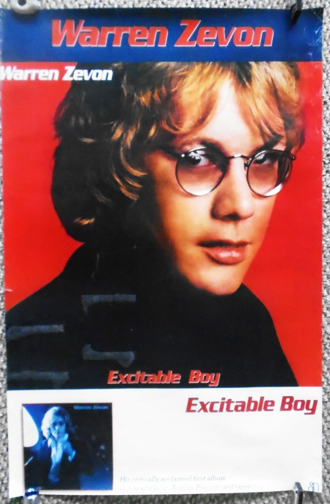 ORIGINAL WARREN ZEVON PROMO POSTER_EXCITABLE BOY_GREAT HEAD SHOT_ASYLUM RECORDS