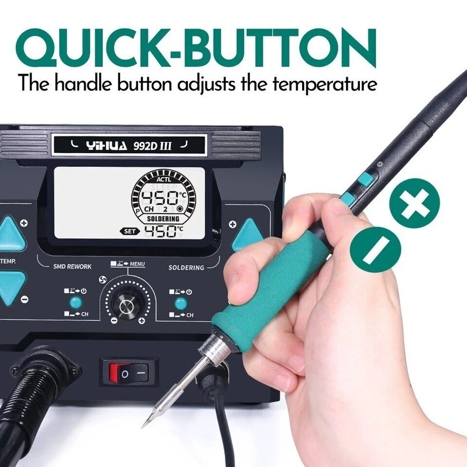 YIHUA 992D-III 2-in-1 Precision Soldering Station Digital Hot Air Rework Station