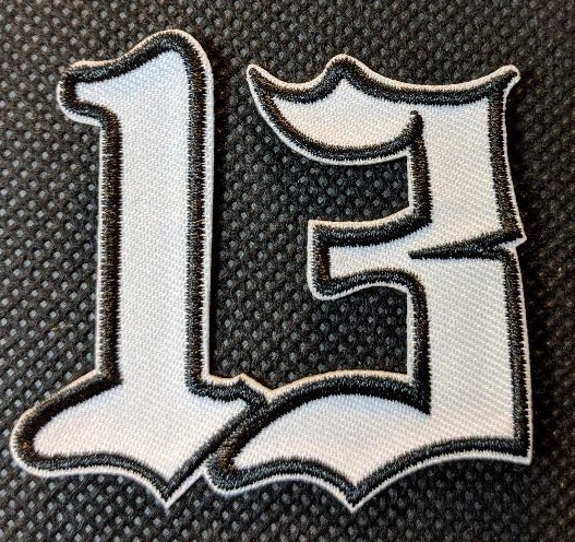 Number 13 Black On White # 13 Patch Motorcycle Patch Biker Patch Veteran Patch