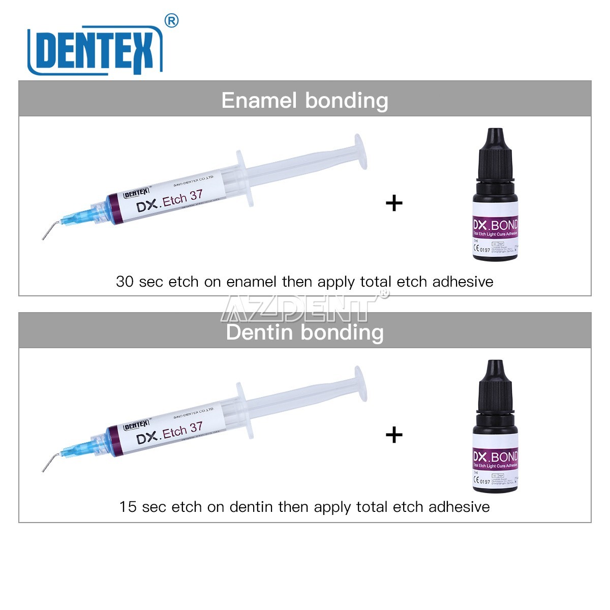 2X DENTEX Dental Light Cure Dentin Enamel Bonding Resin Adhesive ONE STEP 5 ML