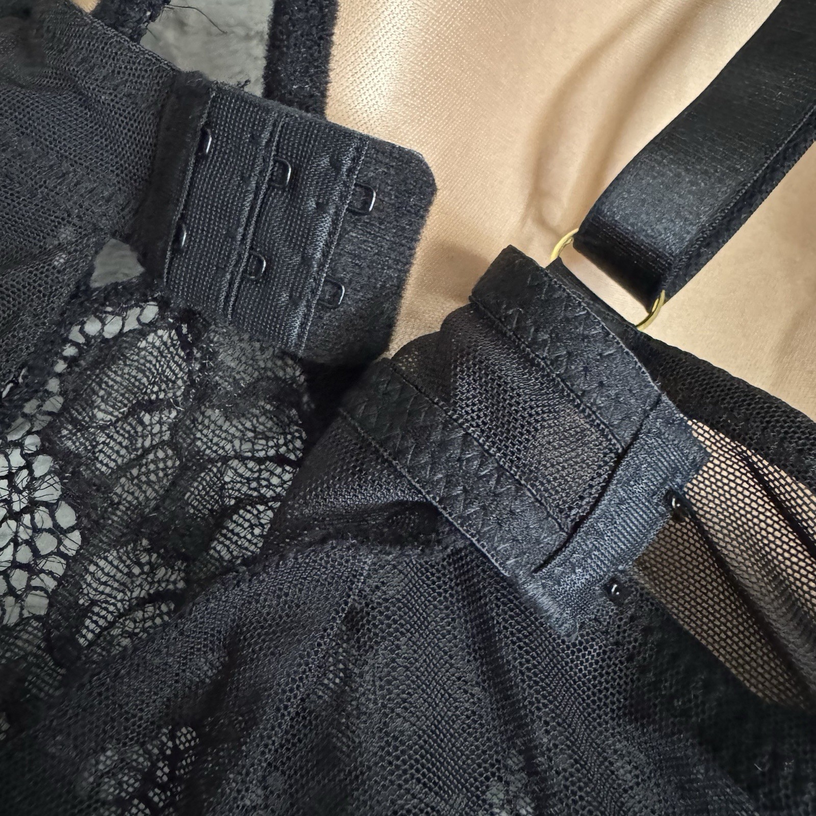 Rachel Roy Black Lace Lingerie Padded Cups Adjustable Thong 2XL