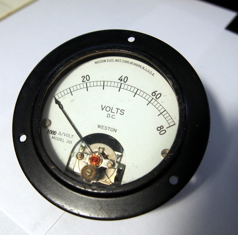 WESTON ELEC.  Model 301 (0-80 Volt DC) Panel Meter  1000 Ohms/VOLT