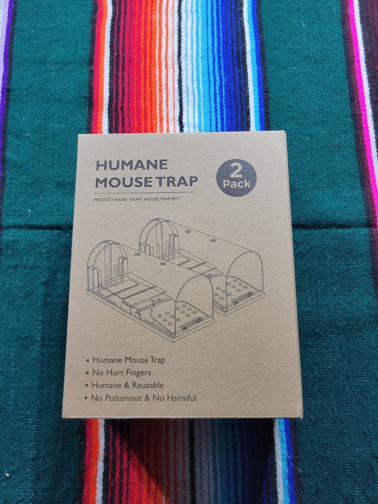 (2 PACK) Humane Mouse Traps Live Catch & Release No Kill Rat Mice Trap Reusable